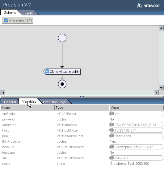 vCenter Orchestrator Client workflow execution